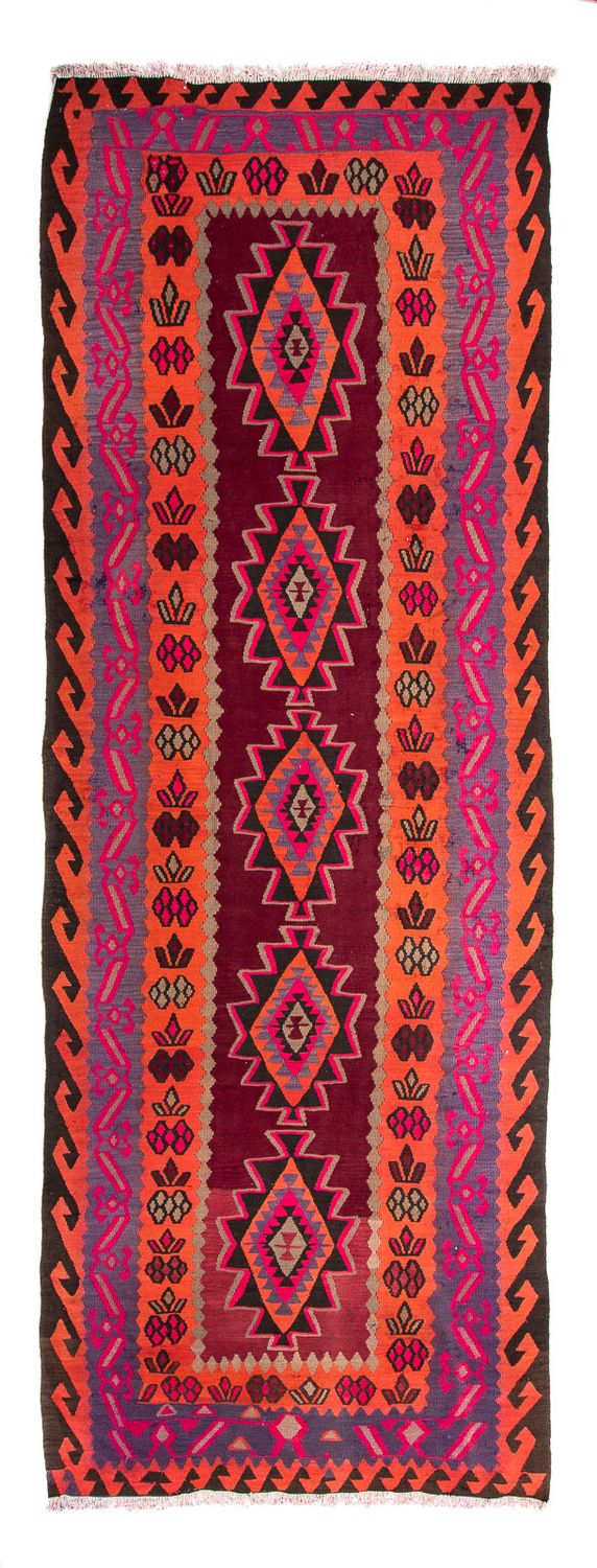 Tapis de couloir Tapis Kelim - Vieux - 390 x 141 cm - multicolore