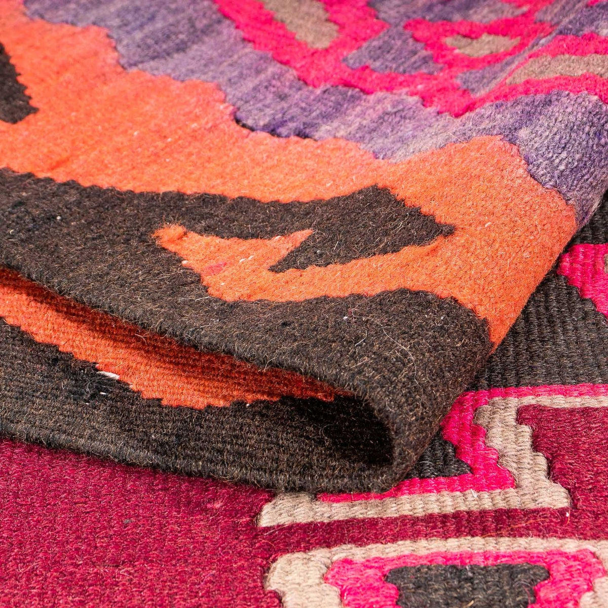 Tapis de couloir Tapis Kelim - Vieux - 390 x 141 cm - multicolore