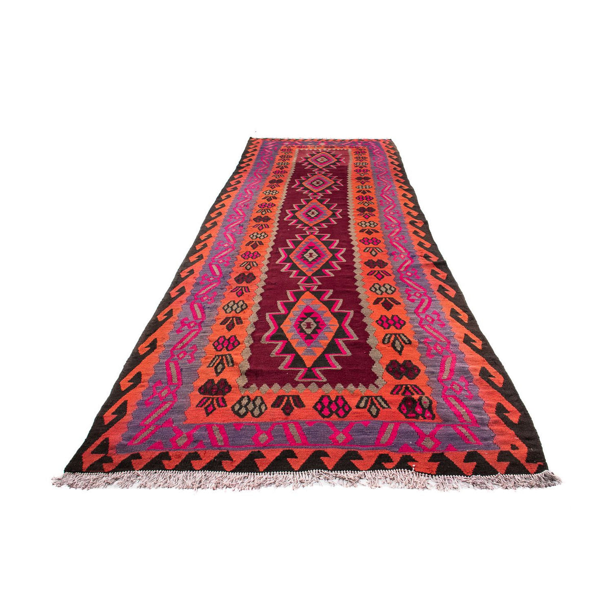 Tapis de couloir Tapis Kelim - Vieux - 390 x 141 cm - multicolore