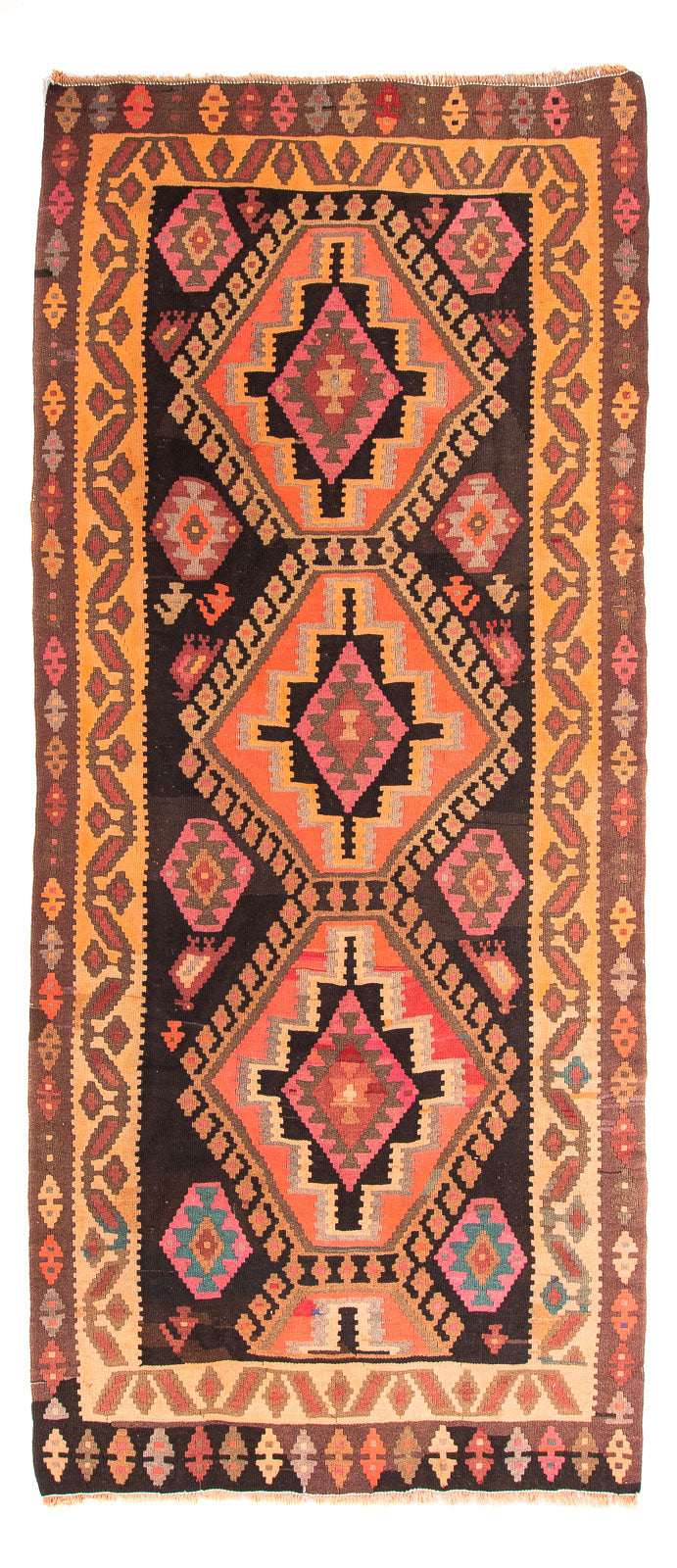 Tapis de couloir Tapis Kelim - Vieux - 320 x 150 cm - multicolore