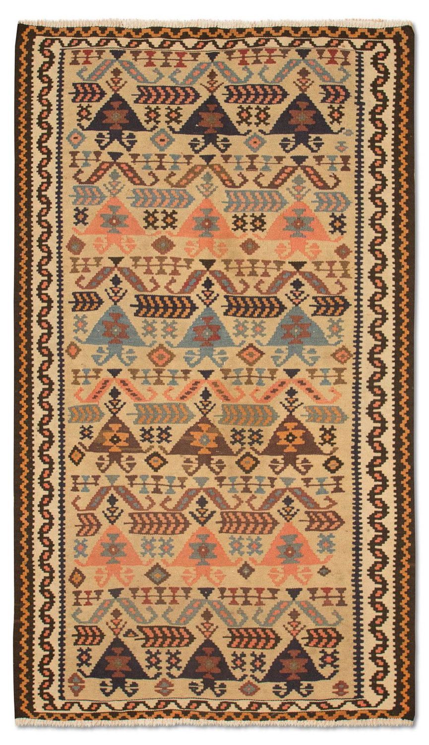 Tapis de couloir Tapis Kelim - Vieux - 195 x 108 cm - beige