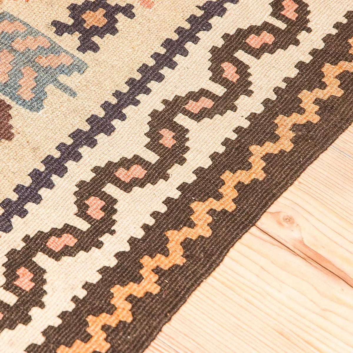 Tapis de couloir Tapis Kelim - Vieux - 195 x 108 cm - beige