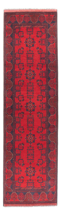 Tapis de couloir Tapis afghan - Kunduz - 289 x 77 cm - rouge