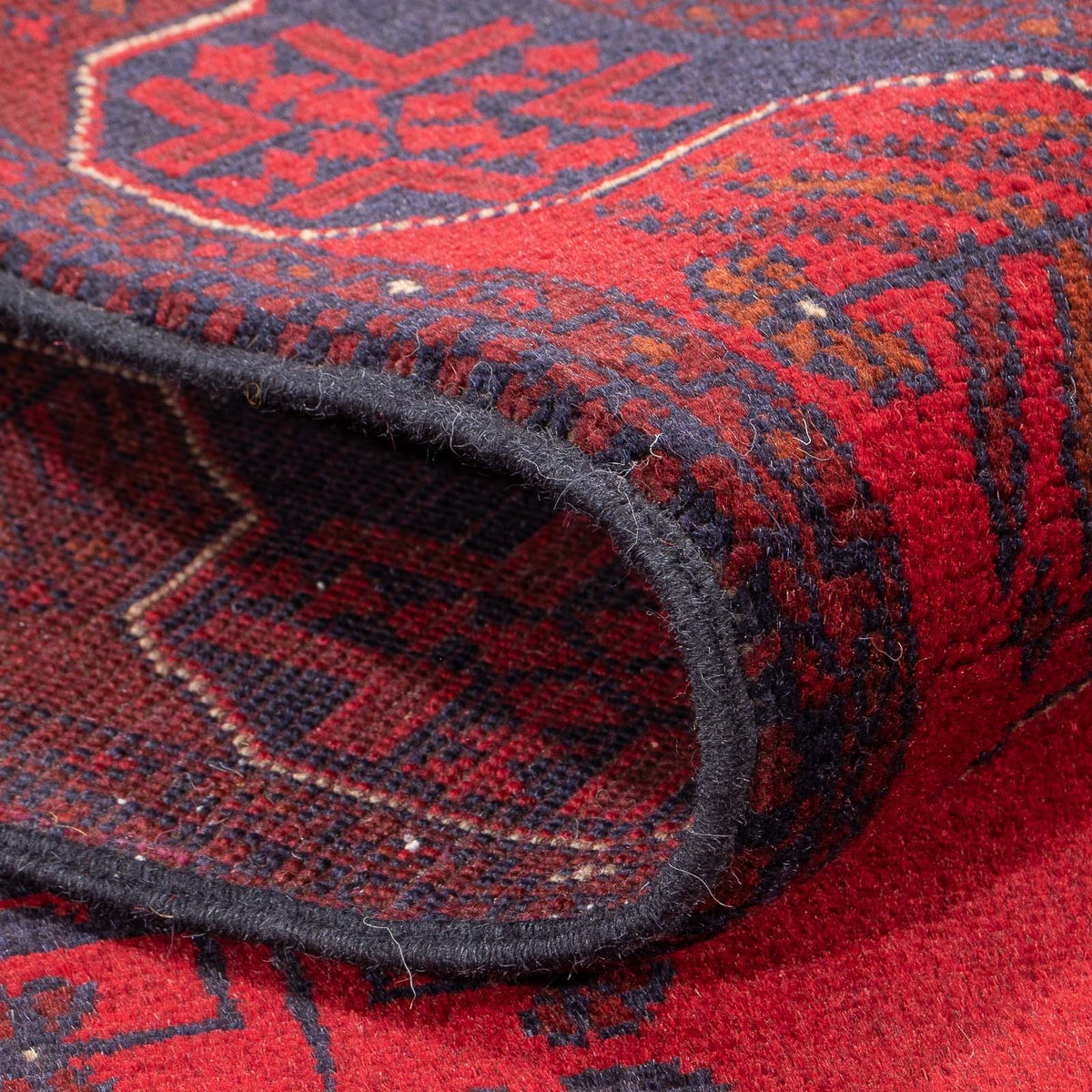 Tapis de couloir Tapis afghan - Kunduz - 289 x 77 cm - rouge