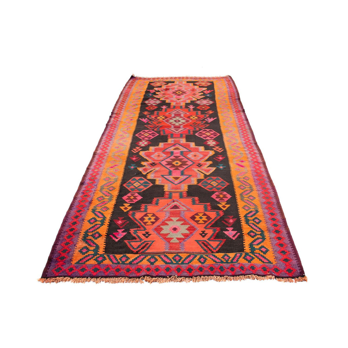 Tapis de couloir Tapis Kelim - Vieux - 335 x 150 cm - multicolore
