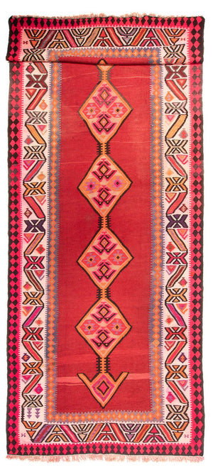 Tapis de couloir Tapis Kelim - Vieux - 490 x 190 cm - rouge