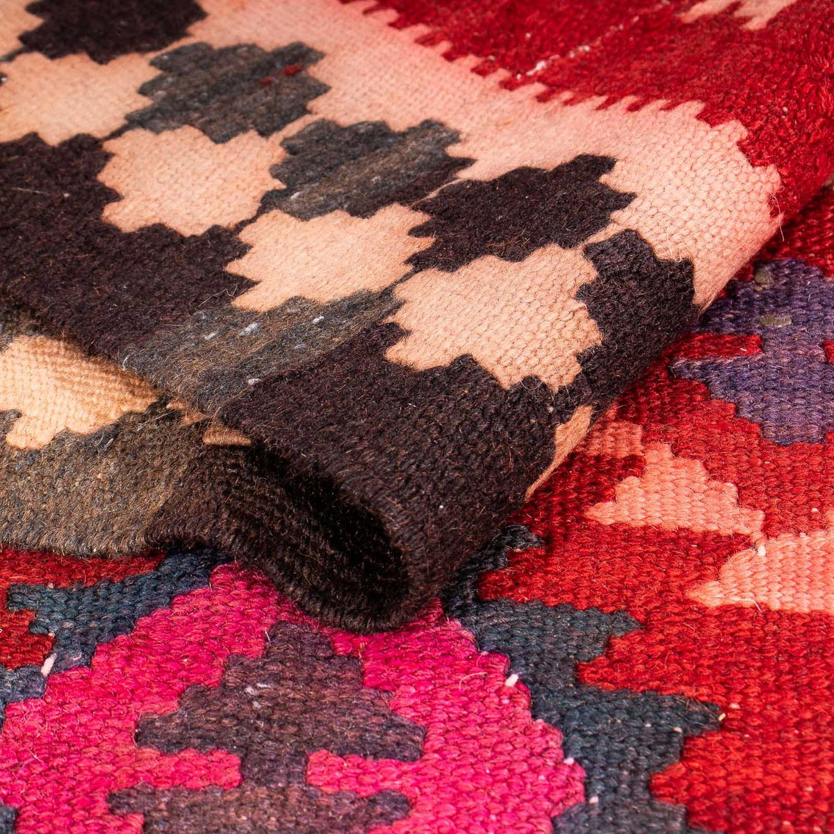 Tapis de couloir Tapis Kelim - Vieux - 350 x 150 cm - multicolore