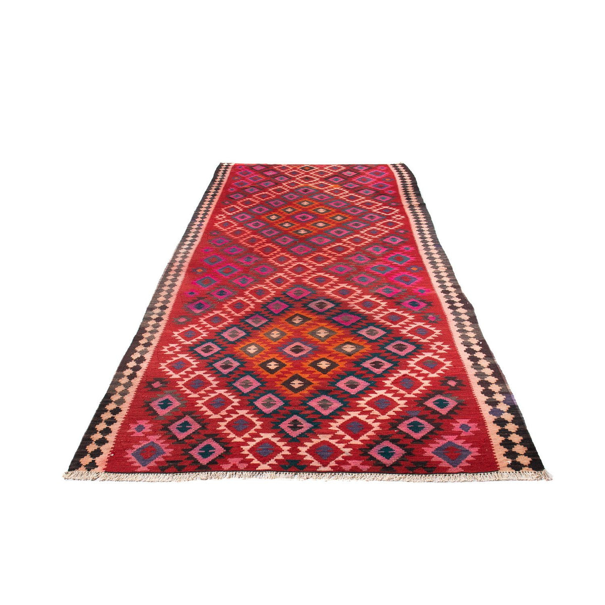 Tapis de couloir Tapis Kelim - Vieux - 350 x 150 cm - multicolore