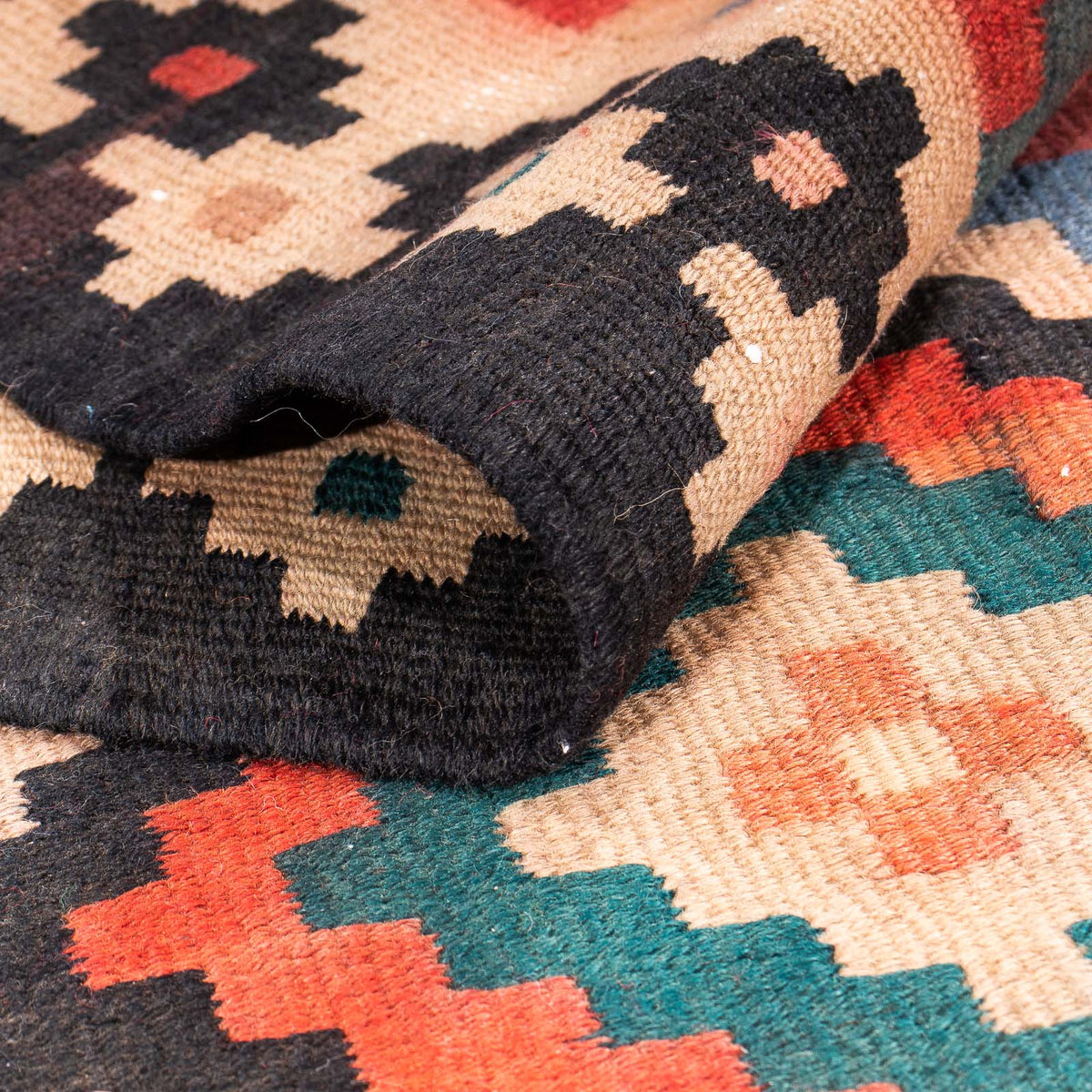 Tapis de couloir Tapis Kelim - Vieux - 225 x 112 cm - multicolore