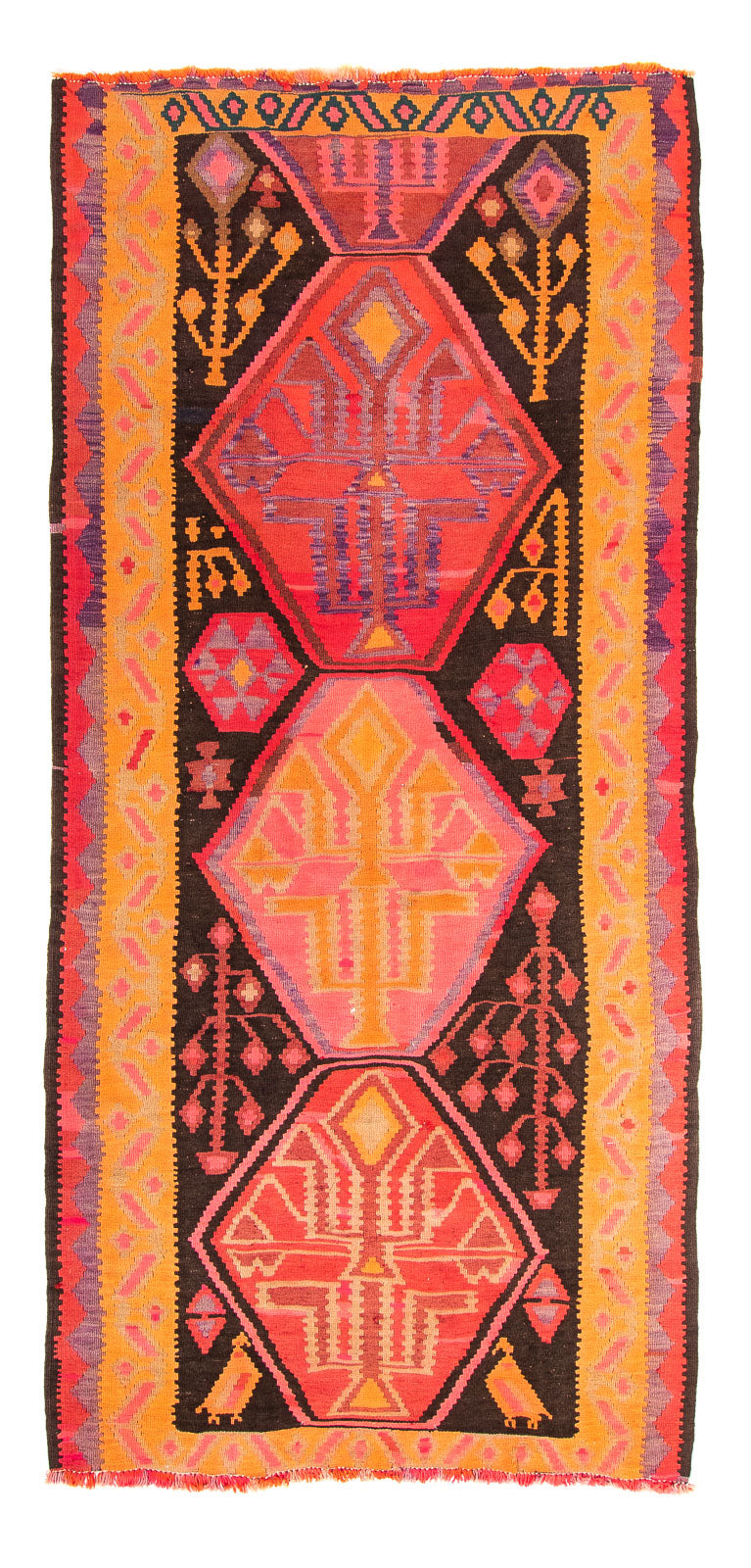 Tapis de couloir Tapis Kelim - Vieux - 305 x 160 cm - multicolore