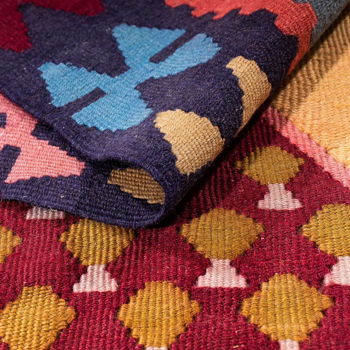 Tapis de couloir Tapis Kelim - Vieux - 280 x 140 cm - multicolore