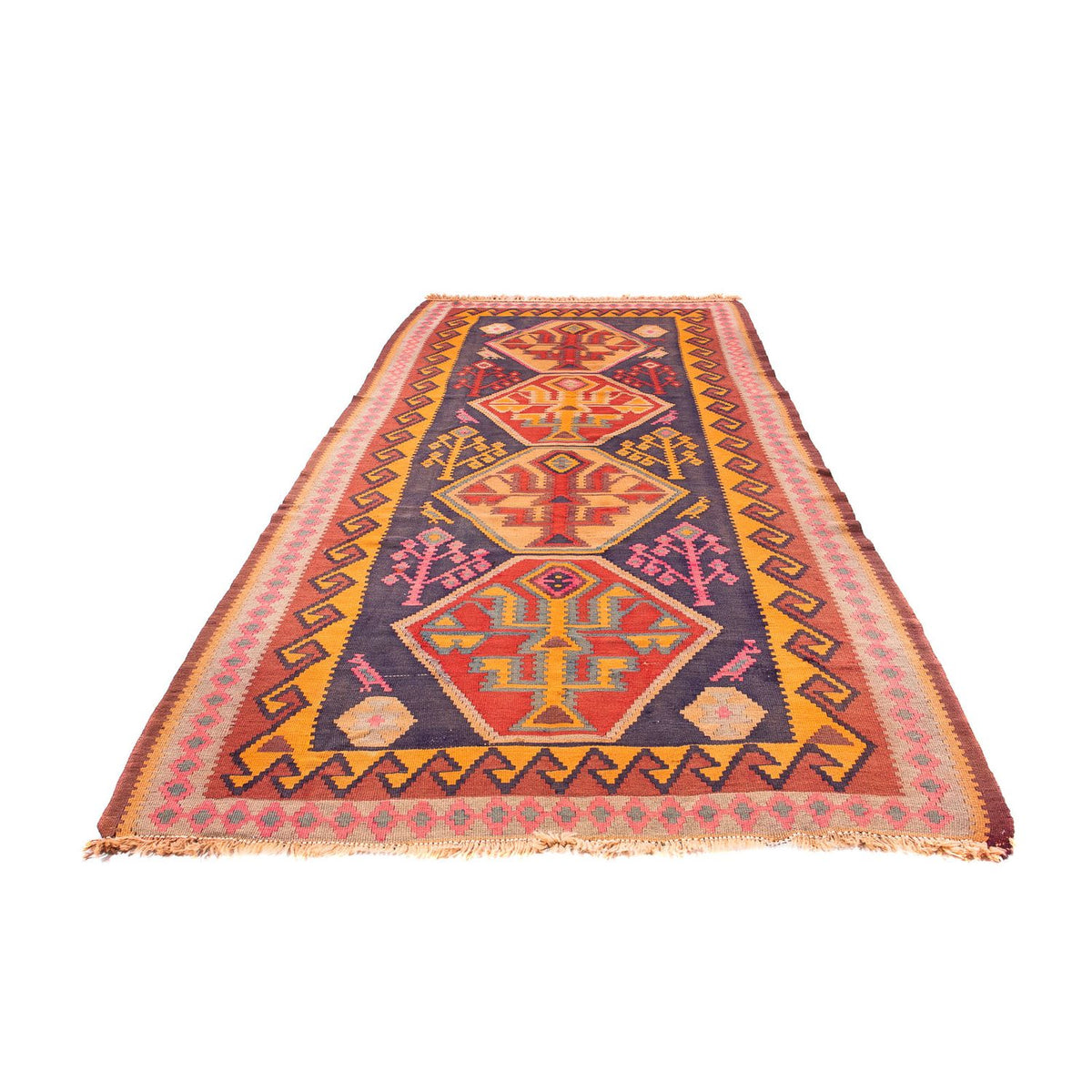 Tapis de couloir Tapis Kelim - Vieux - 340 x 155 cm - multicolore