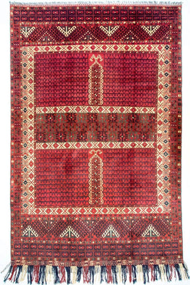 Tapis afghan - Hatschlu - 293 x 203 cm - rouge