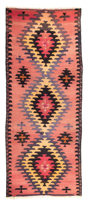 Tapis de couloir Tapis Kelim - Vieux - 405 x 150 cm - rouge clair