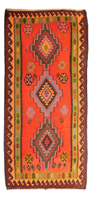 Tapis de couloir Tapis Kelim - Vieux - 330 x 155 cm - multicolore