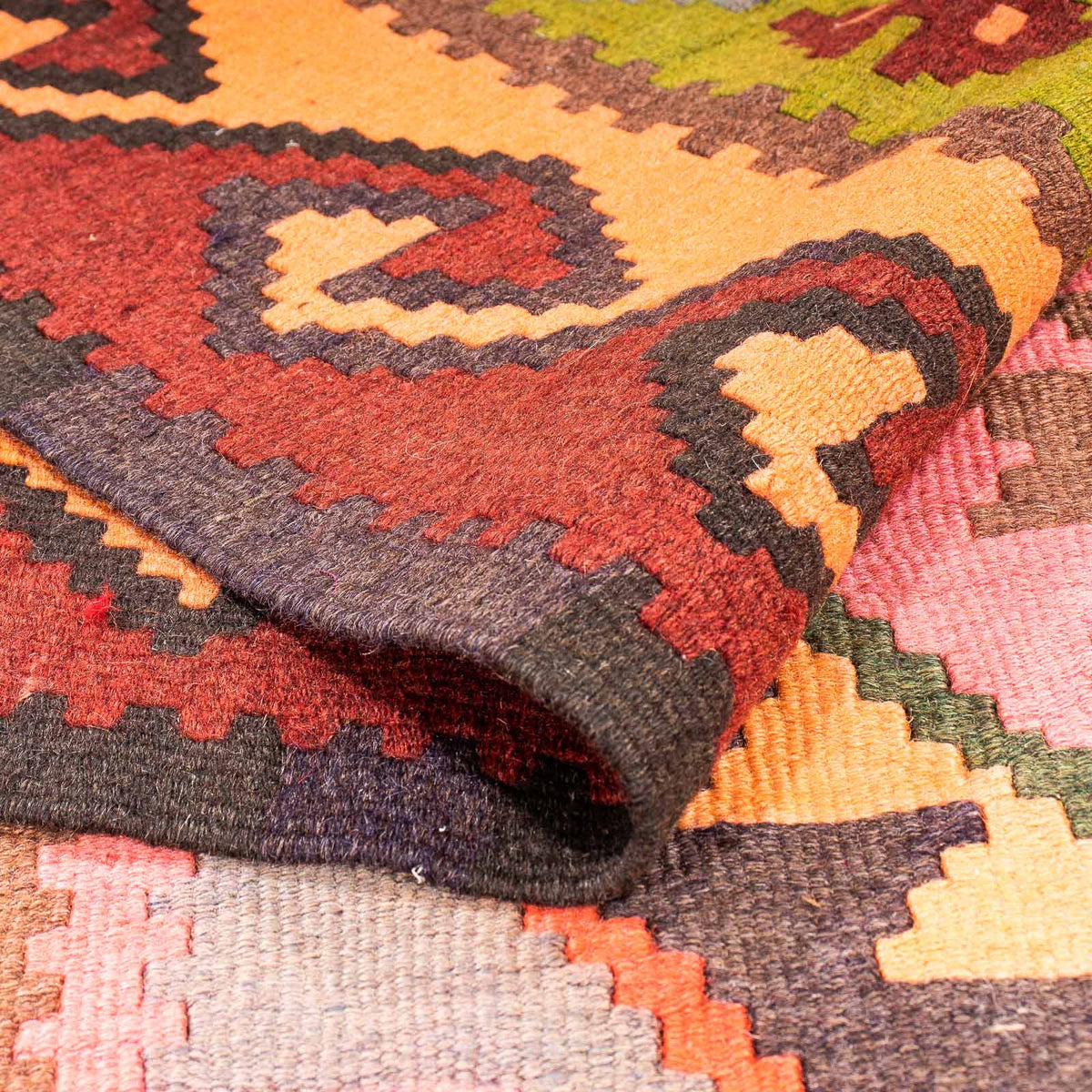 Tapis de couloir Tapis Kelim - Vieux - 330 x 155 cm - multicolore