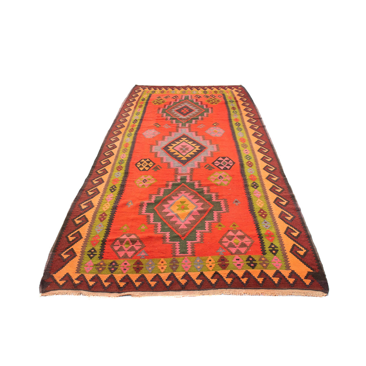 Tapis de couloir Tapis Kelim - Vieux - 330 x 155 cm - multicolore