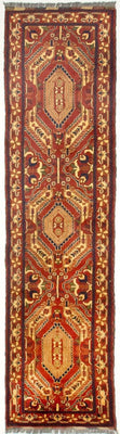 Tapis de couloir Tapis afghan - Hatschlu - 307 x 83 cm - rouge