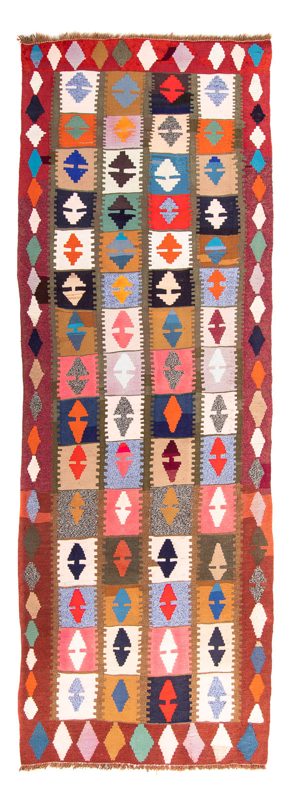 Tapis de couloir Tapis Kelim - Vieux - 345 x 122 cm - multicolore