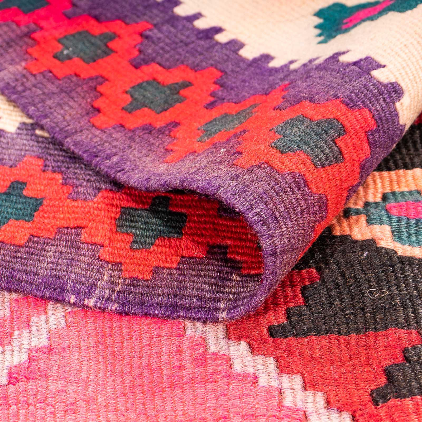 Tapis de couloir Tapis Kelim - Vieux - 320 x 145 cm - multicolore