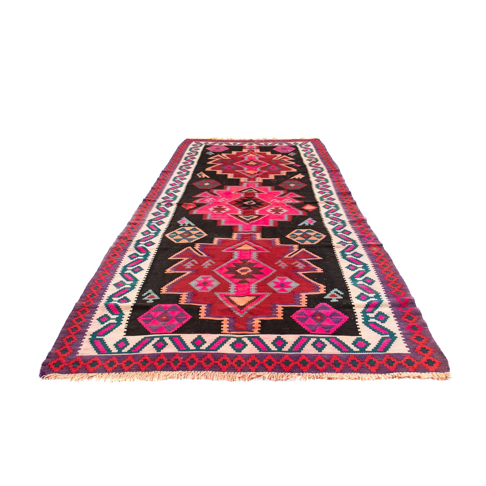 Tapis de couloir Tapis Kelim - Vieux - 320 x 145 cm - multicolore