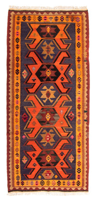 Tapis de couloir Tapis Kelim - Vieux - 220 x 110 cm - multicolore