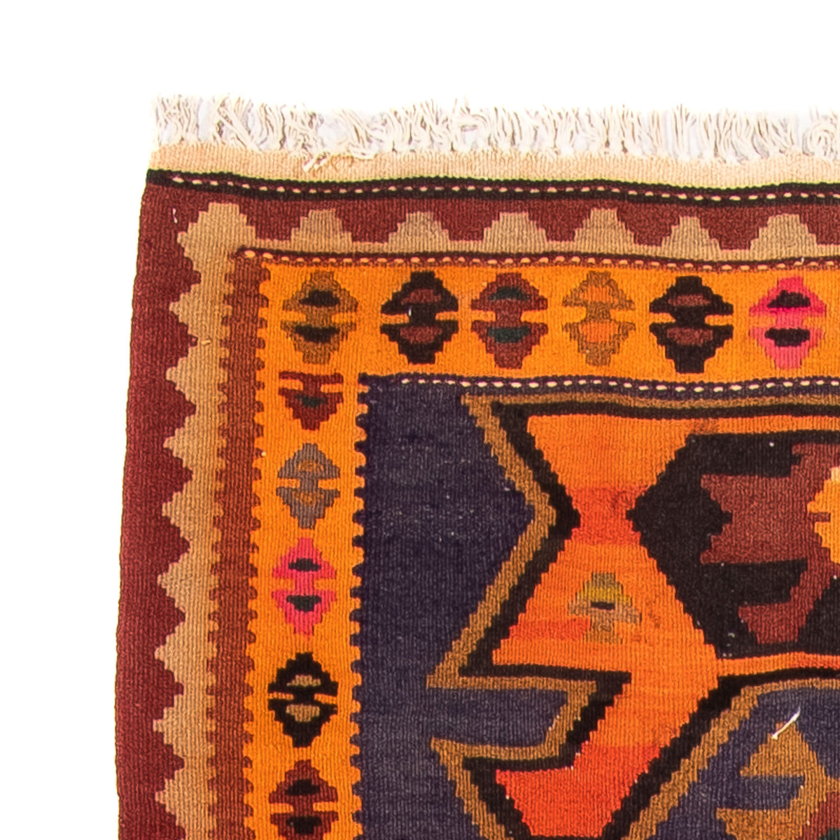 Tapis de couloir Tapis Kelim - Vieux - 220 x 110 cm - multicolore