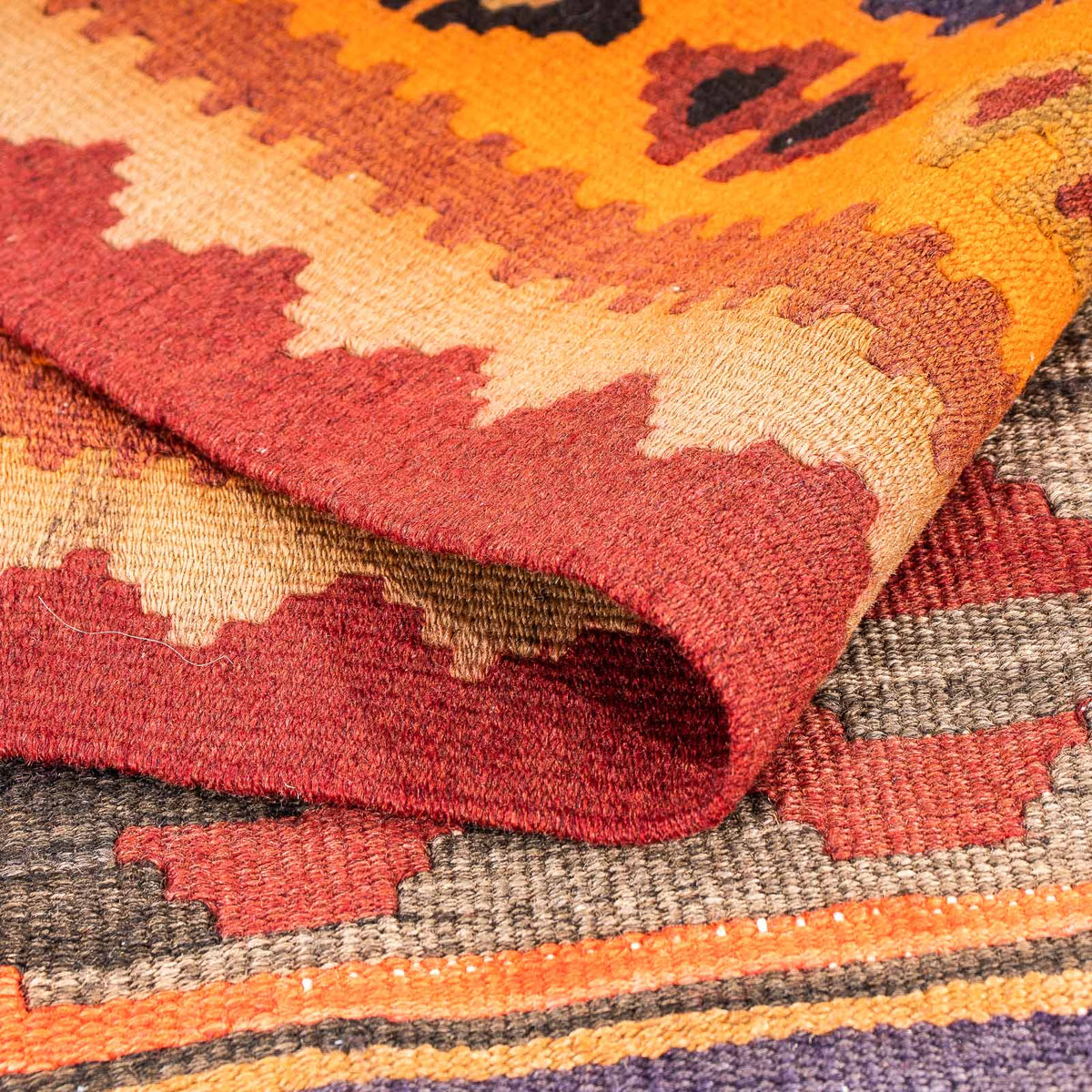 Tapis de couloir Tapis Kelim - Vieux - 220 x 110 cm - multicolore