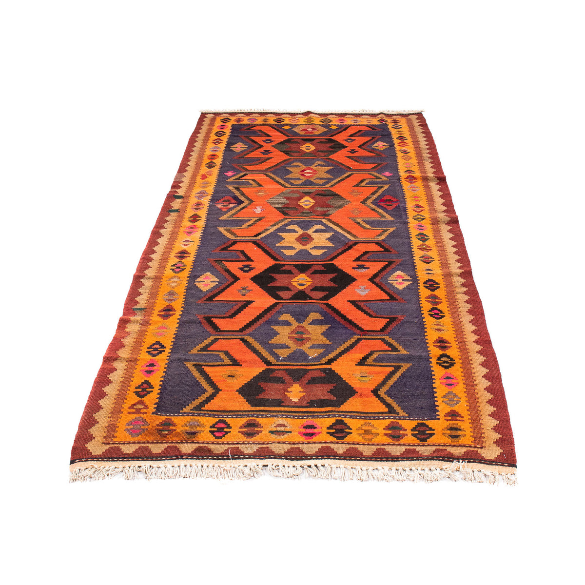 Tapis de couloir Tapis Kelim - Vieux - 220 x 110 cm - multicolore