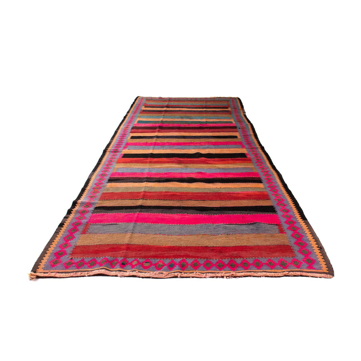 Tapis de couloir Tapis Kelim - Vieux - 340 x 140 cm - multicolore