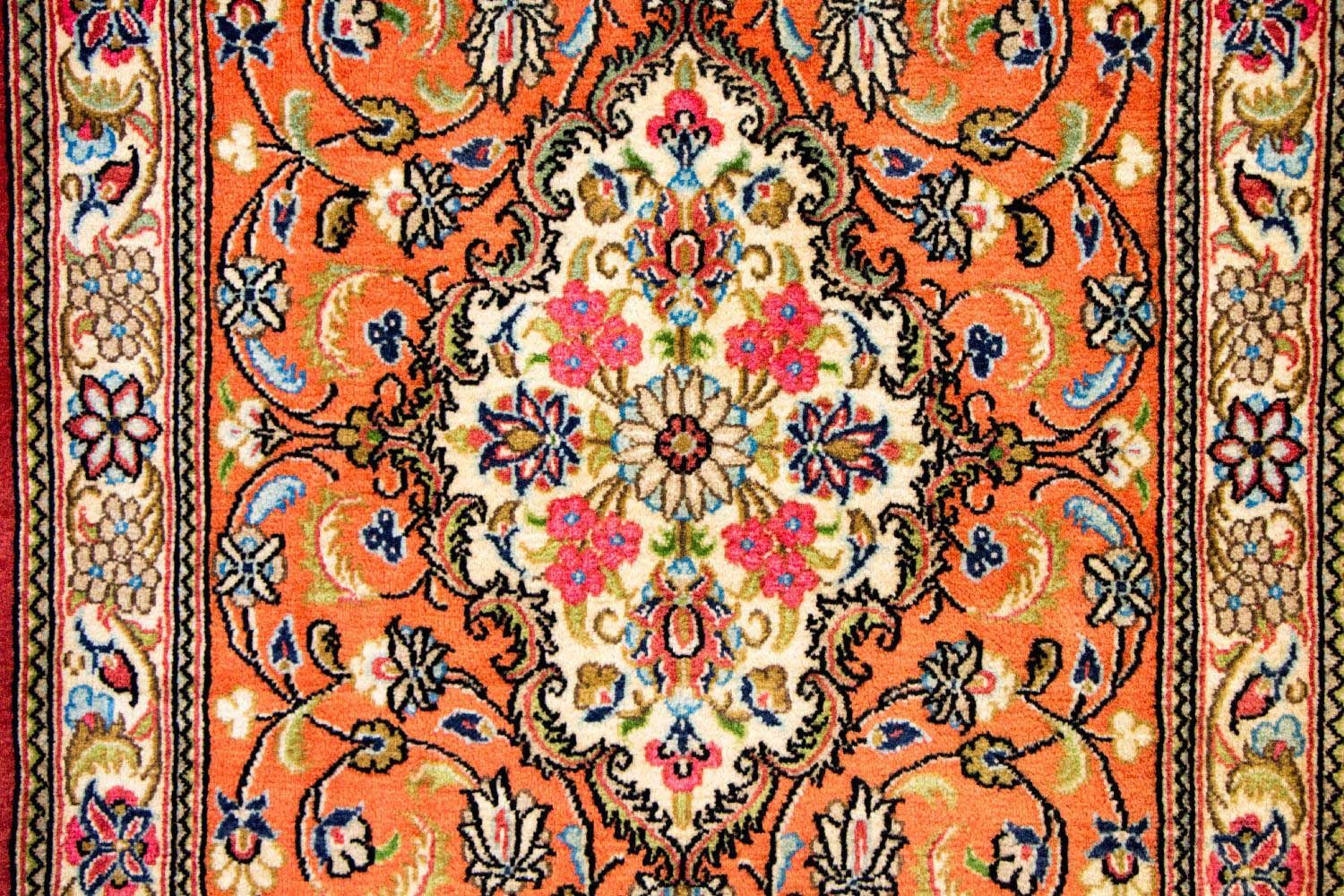 Tapis de couloir Tapis persan - Ghom - 213 x 70 cm - orange