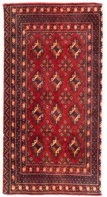 Tapis de couloir Tapis Turkaman - 100 x 50 cm - rouge