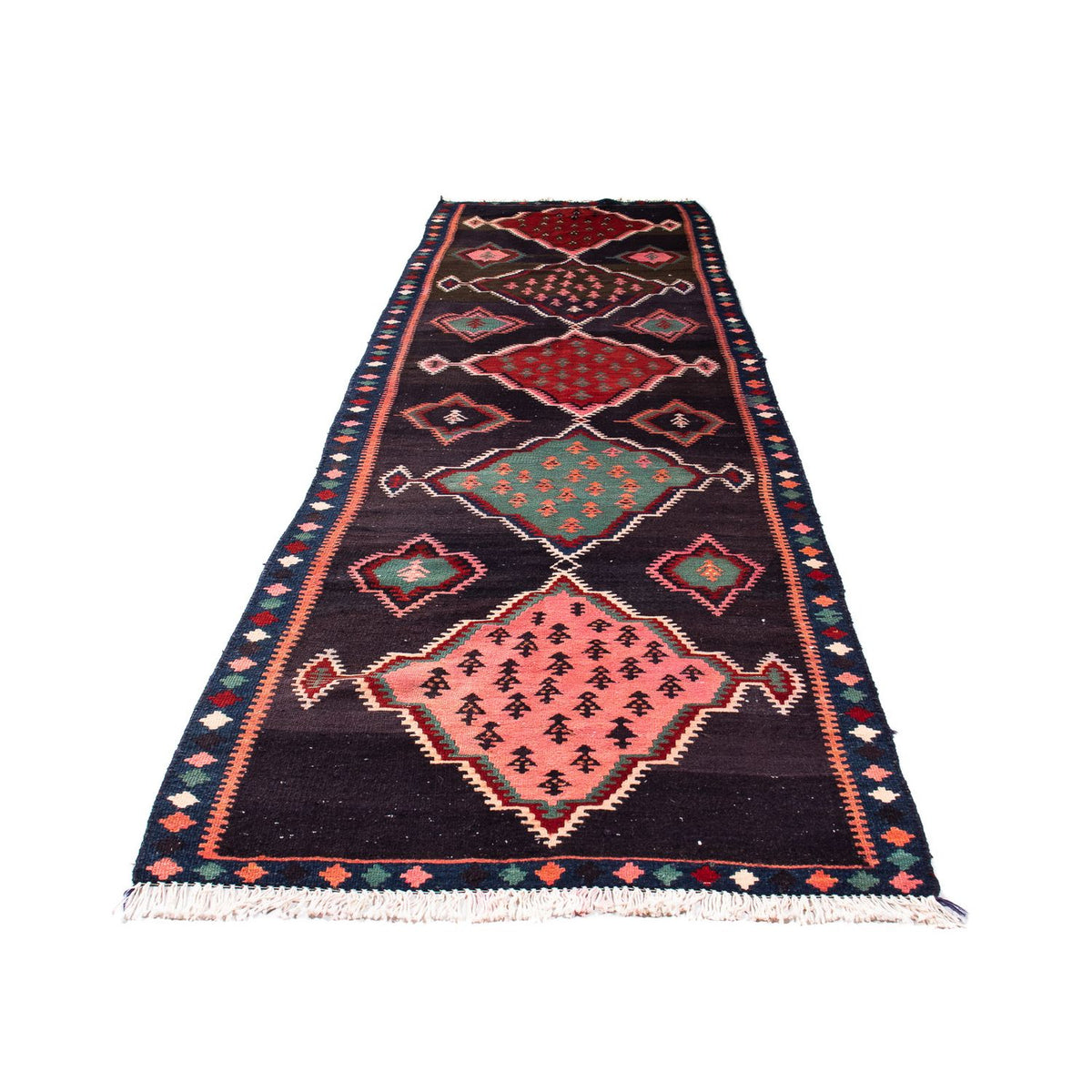 Tapis de couloir Tapis Kelim - Vieux - 370 x 100 cm - multicolore