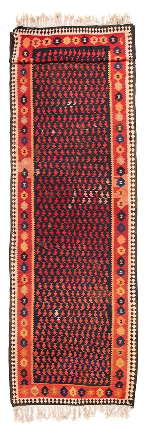 Tapis de couloir Tapis Kelim - Vieux - 450 x 120 cm - bleu foncé