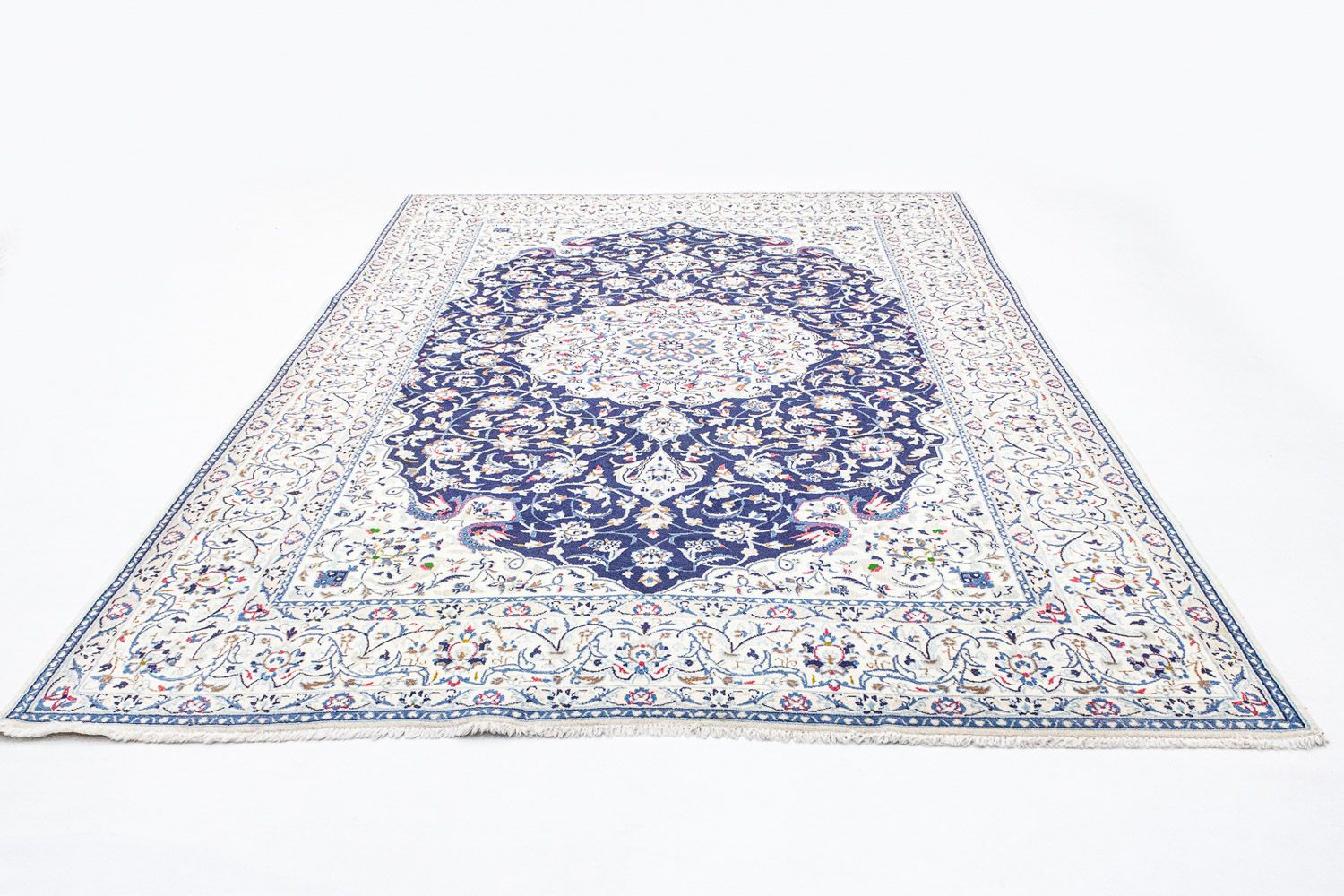 Tapis persan - Nain - Royal - 302 x 207 cm - bleu foncé