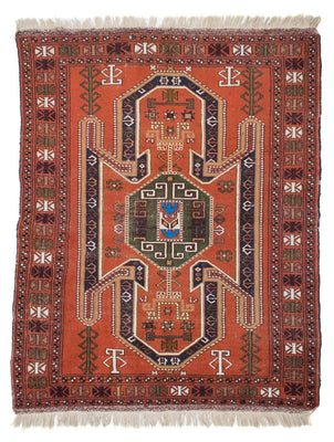 Tapis Turkaman - 160 x 125 cm - orange