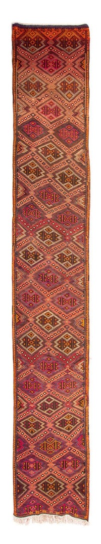 Tapis de couloir Tapis Kelim - Vieux - 400 x 75 cm - multicolore