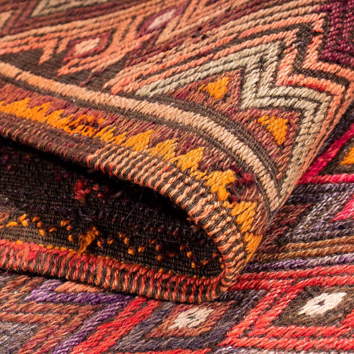 Tapis de couloir Tapis Kelim - Vieux - 400 x 75 cm - multicolore