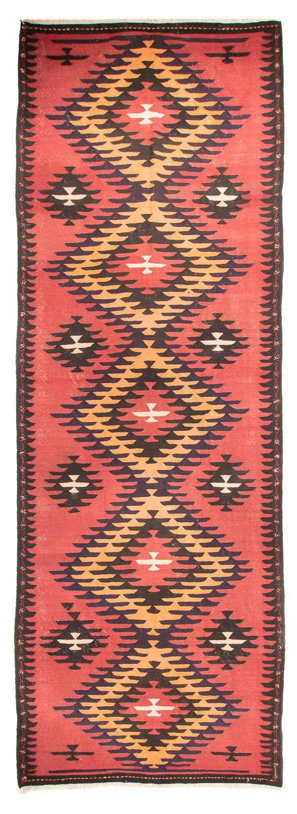 Tapis de couloir Tapis Kelim - Vieux - 435 x 150 cm - rouge clair