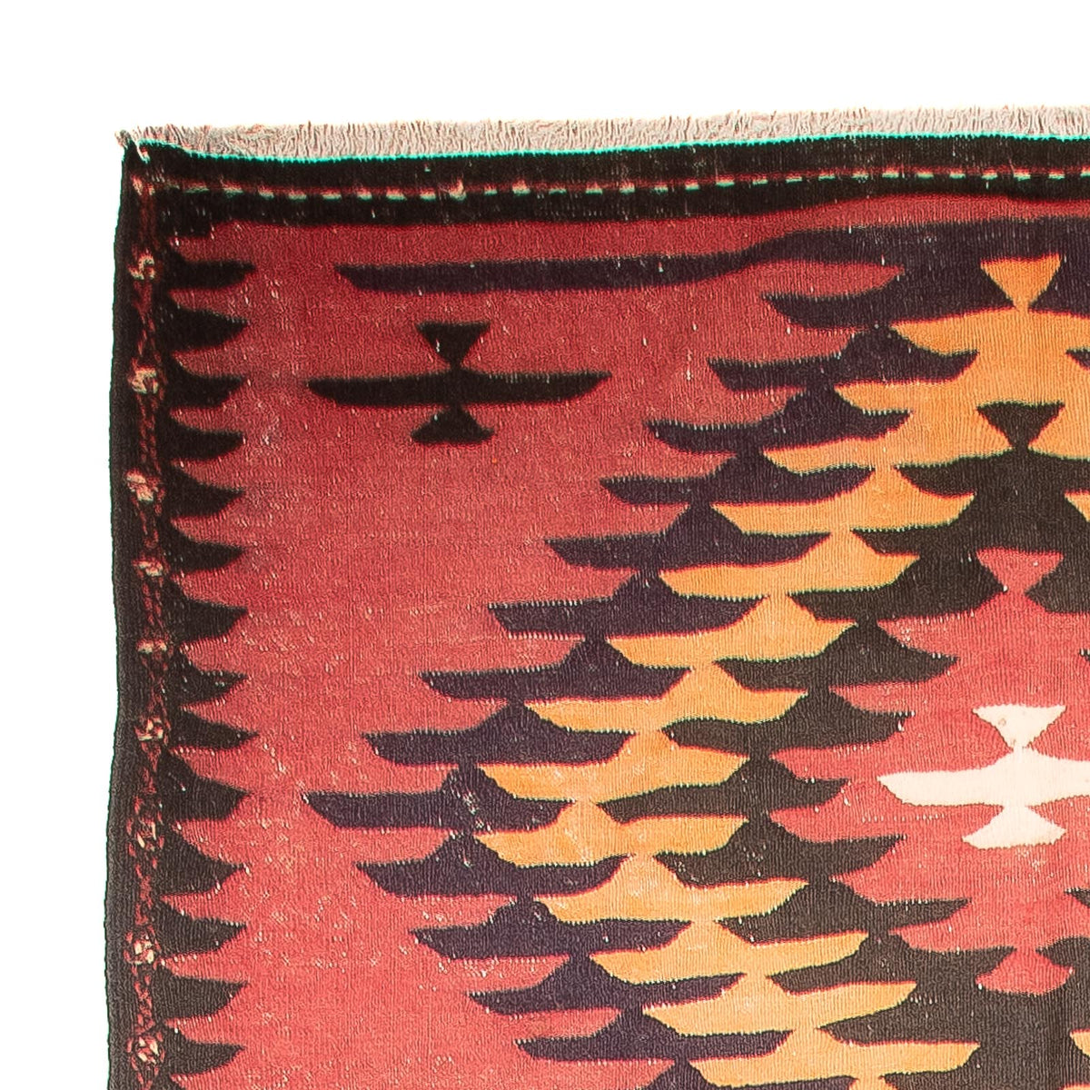 Tapis de couloir Tapis Kelim - Vieux - 435 x 150 cm - rouge clair