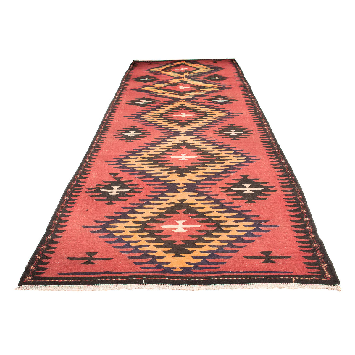 Tapis de couloir Tapis Kelim - Vieux - 435 x 150 cm - rouge clair