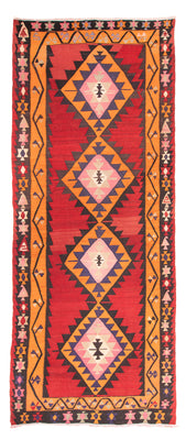Tapis de couloir Tapis Kelim - Vieux - 390 x 150 cm - rouge