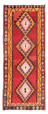 Tapis de couloir Tapis Kelim - Vieux - 390 x 150 cm - rouge