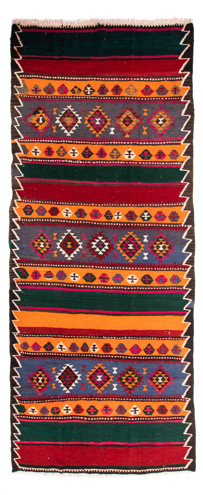 Tapis de couloir Tapis Kelim - Vieux - 350 x 140 cm - multicolore