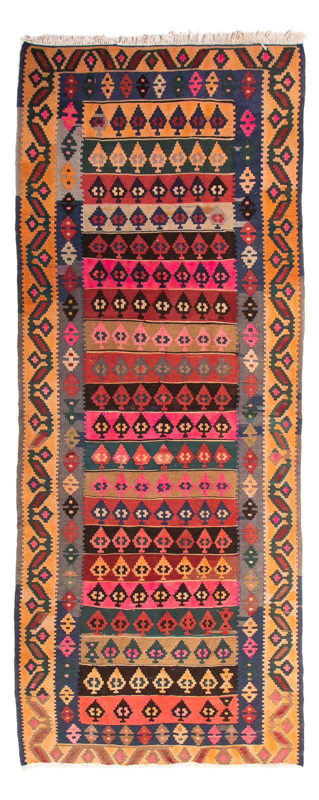 Tapis de couloir Tapis Kelim - Vieux - 350 x 140 cm - multicolore