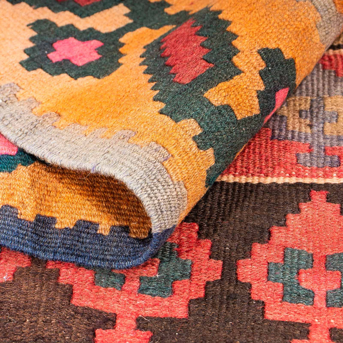 Tapis de couloir Tapis Kelim - Vieux - 350 x 140 cm - multicolore