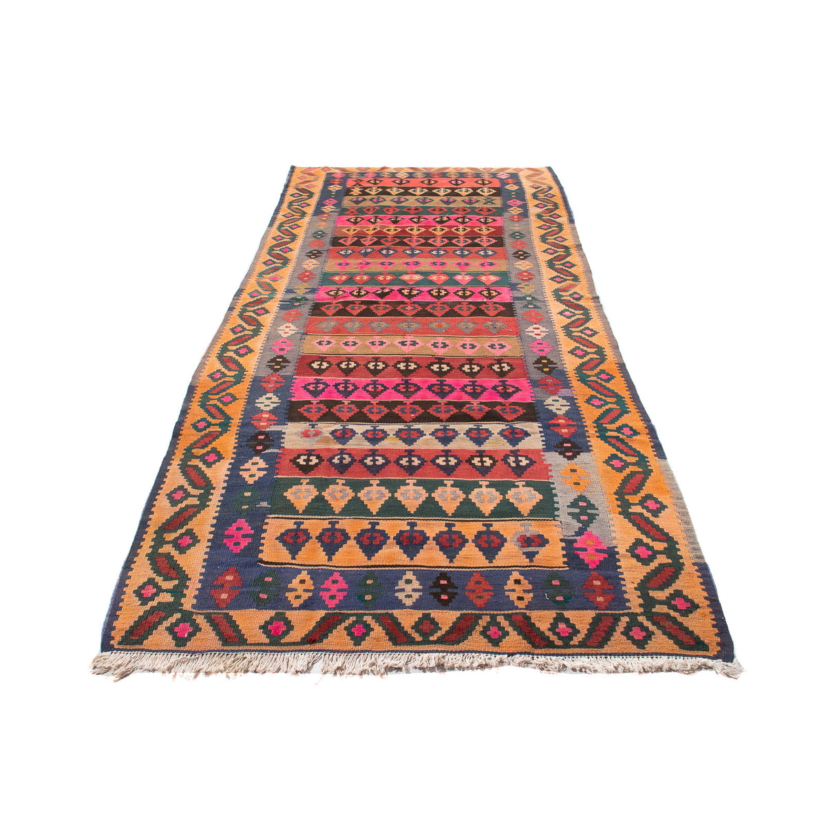 Tapis de couloir Tapis Kelim - Vieux - 350 x 140 cm - multicolore