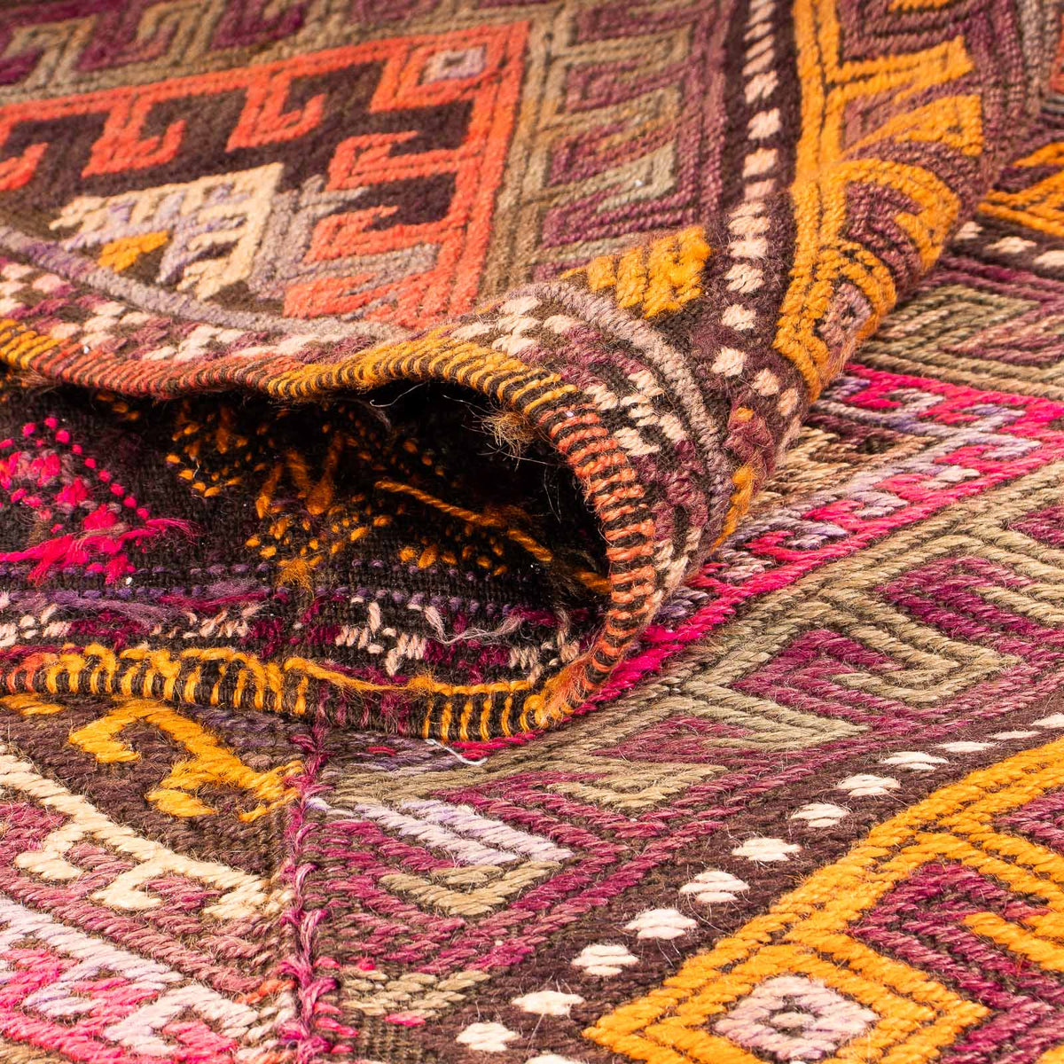 Tapis de couloir Tapis Kelim - Vieux - 370 x 140 cm - multicolore