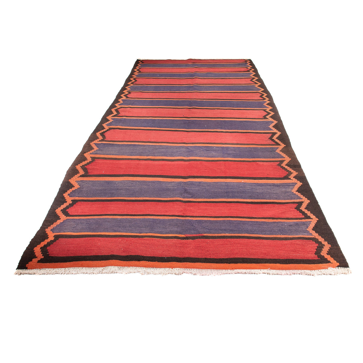 Tapis de couloir Tapis Kelim - Vieux - 385 x 155 cm - marron