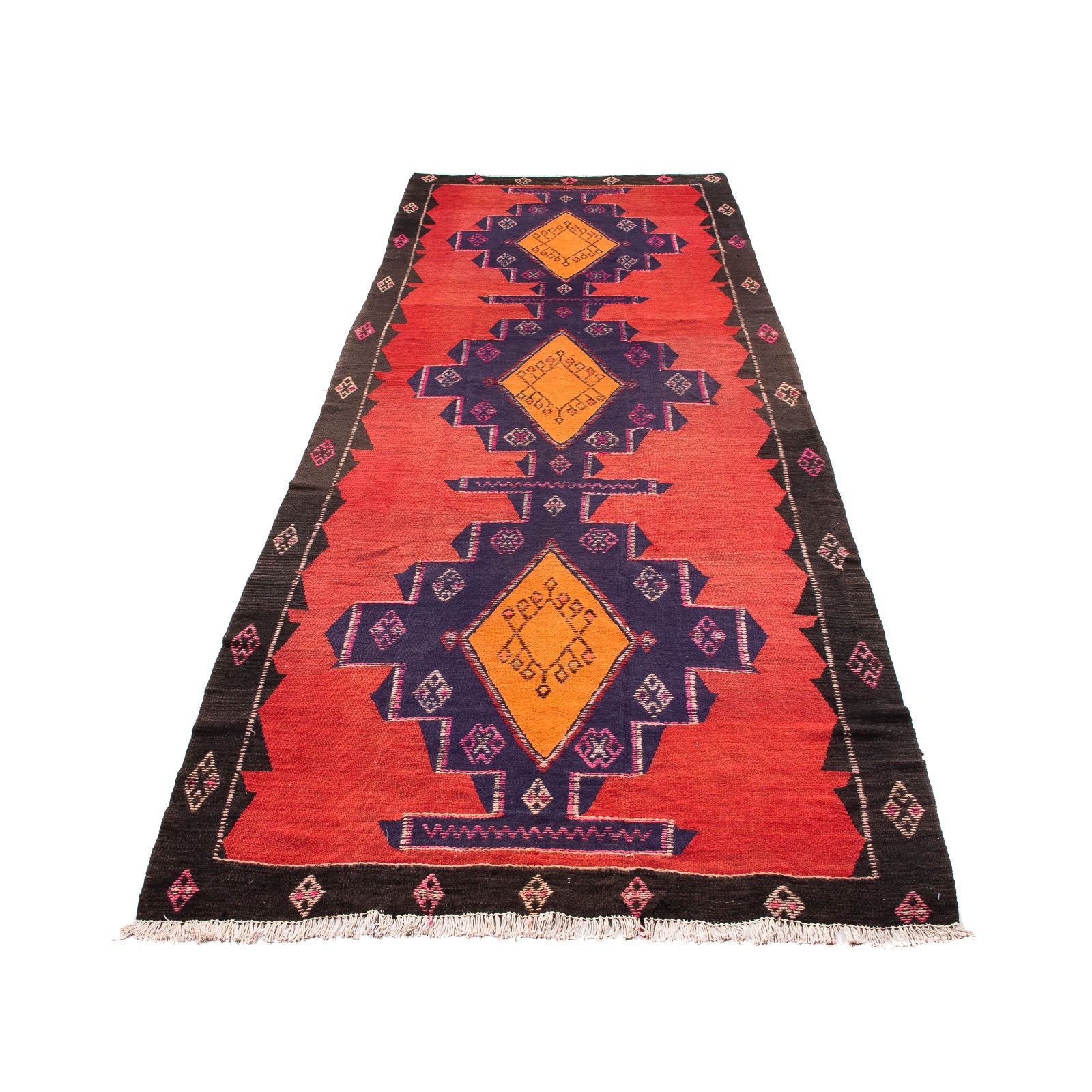 Tapis de couloir Tapis Kelim - Vieux - 385 x 150 cm - multicolore